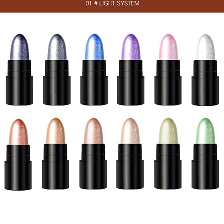 12 Farben Perle Glänzend Lidschatten Stift,Matt Wasserfest Long-Lasting Lidschatten Palette Eyeshadow Pencil Concealer Highli