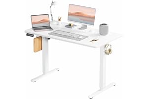 Smug Adjustable Height Standing Desk 48 Inch Electric Sit Stand Up Down Computer Table Ergonomic Rising Modern Lift Motorized Gaming Desktop Workstation for Work Home Office - Modern White