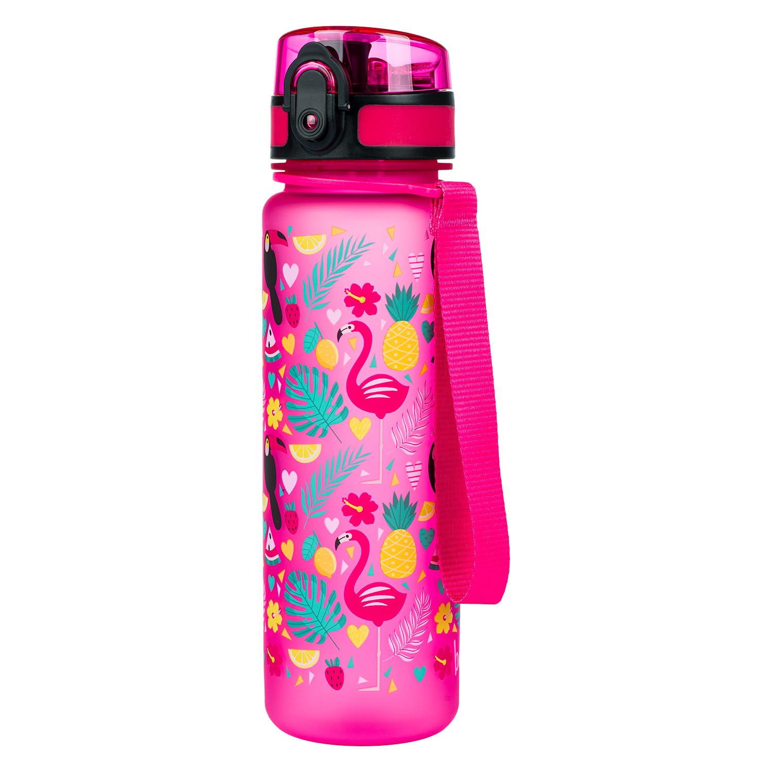 Baagl Children's Water Bottle, Leak-Proof Water Bottle, 500 ml, School and Sports Bottle for Boys and Girls, Tritan (Flamingos)