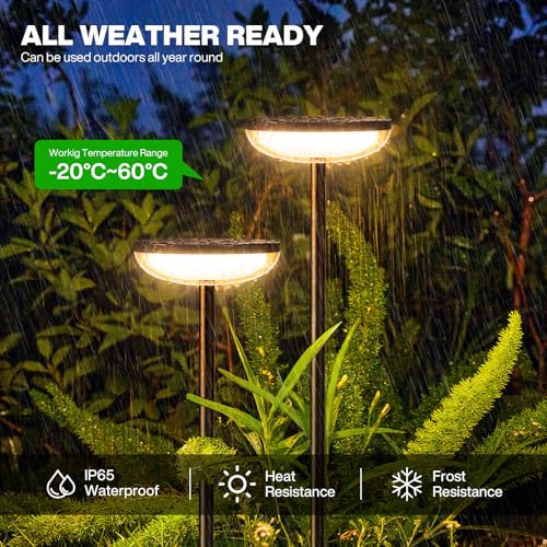 GEARLITE Solar Lights for Outdoor Garden Pack of 4, 3500 K Natural White Solar Lights for Outdoor Use with 1000 mAh Battery, 40 Lumens Extra Bright Garden Decoration with IP65 Waterproof for Outdoor Patio Outdoor
