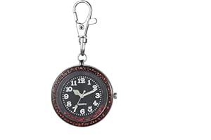JewelryWe Key Chain Watch Rhinestone Luminous Hands Quartz Pocket Watch FOB Clip-on Belt Novelty Key Ring Watches for Men Wom