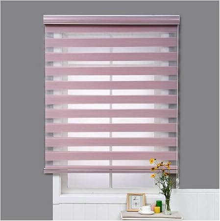 Amazon Com Yangliyu Blackout Blinds Double Roller Blind Hand Pull Blinds Need To Be Punched Suitable For Octagonal Windows Bay Windows Floor To Ceiling Windows Shade Color Light Purple Size 35 4 X 65