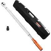 VEVOR 3/4 Inch Drive Click Torque Wrench 100-600 Ft-Lb / 136-814Nm | 1 Inch Adapter, Split Beam, 48" Length, less effort for Off-road Equipment, Trucks, Motor Homes &amp; Drilling Platform
