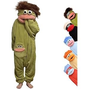 Kids Funny Green Monster Onesie Big Mouth Monster Cartoon 𝓬𝓸𝓼𝓹𝓵𝓪𝔂 | Boys Girls Silly Big Mouth Monsters Plush Jumpsuit