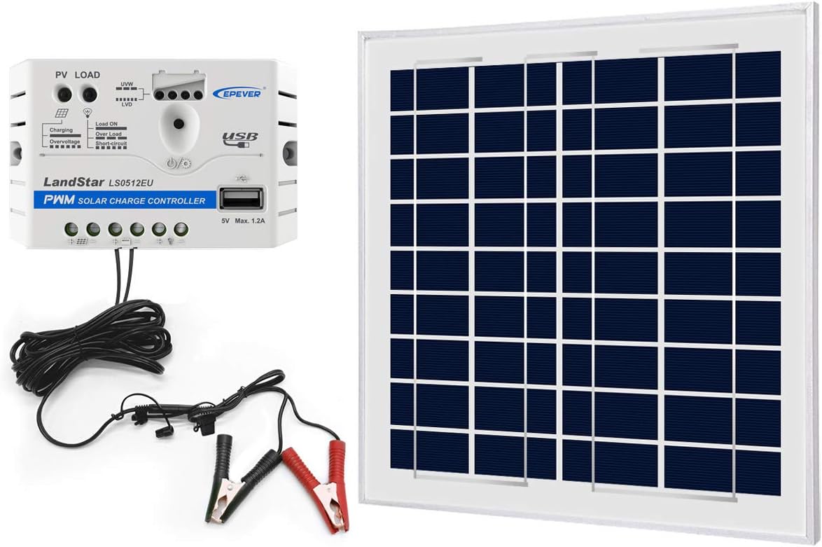 ACOPOWER 12V 15W 5A Solar Charger Kit, Polycrystalline Solar Panel & 5A Charge Controller for RV, Boats, Camping; w USB 5V Output as Phone Charger (15W 5A Kit) : Garden & Outdoor