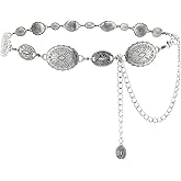 WANTESS Western Concho Belts for Women Cowgirl Gold/Silver Metal Waist Chain Belt for Country Concert Dresses Jeans