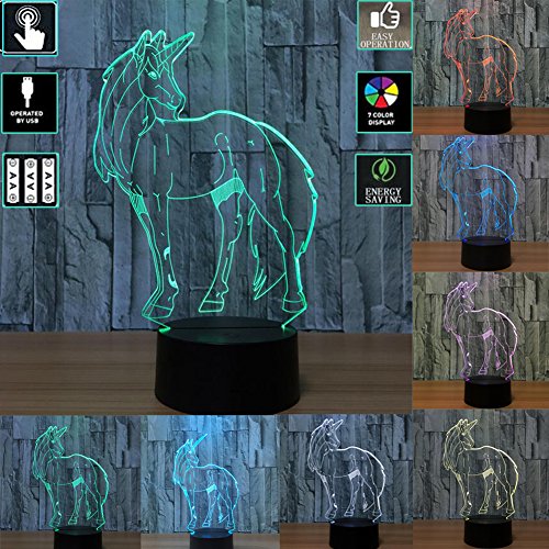 3d unicorn night light 7 color change laval lampe abaju…
