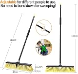 Ylebs Garden Broom Outdoor Heavy Duty 63in Telescopic Handle 18in Head view 6