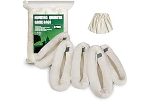 Gociean Game Bags Elk Hunting Meat Bags, 48inch/60inch 5-Pack Rolled Heavy Duty Quarter Bags, Reusable & Breathable Meat Game Bags with Reflective Strip for Elk, Caribou, Deer, Moose, Antelope, Duck