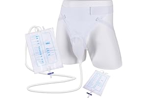 YOOGUSTO External Wearable Urinal Collector with Reusable Silicone Urine Catheter Bag, Portable Catheter Urine Bag(2000ml & 1000ml) for Elderly Men White
