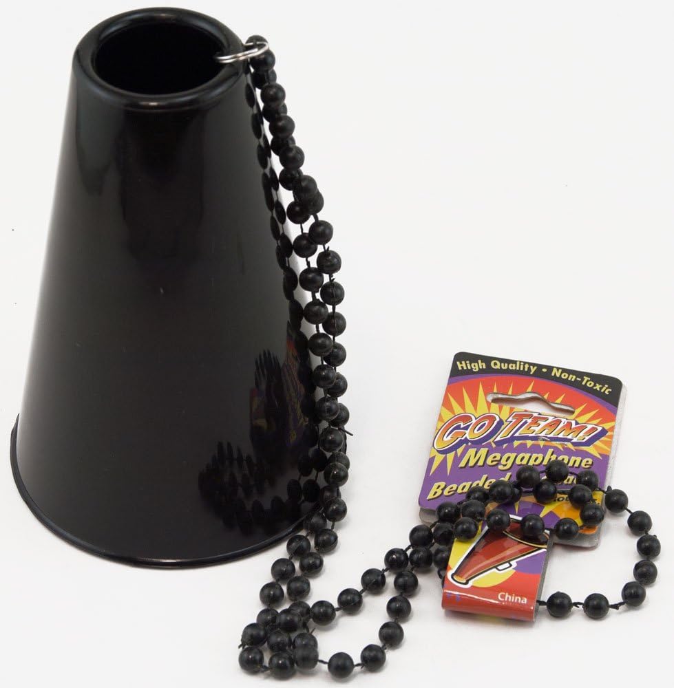 Go Team Megaphones with Beaded Necklace (12 pcs) (5.75 Inches by 3.75 Inches)