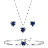 UDYLGOON Valentines Day Gift Cubic Zirconia LOVE Heart Jewelry Set Earrings Necklace Bracelet Set for Women Wedding Party Anniversary Birthday