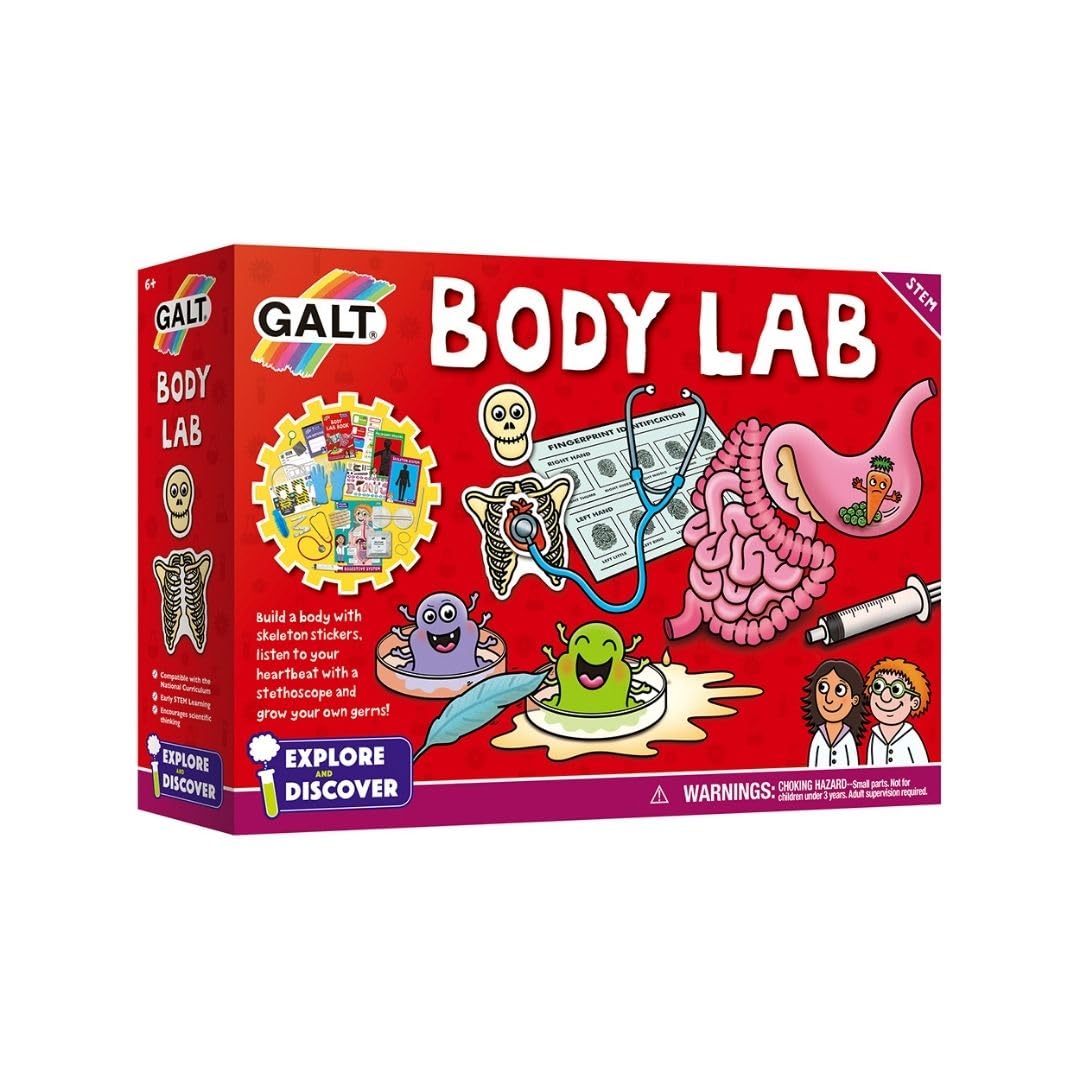 Galt Body Lab -Explore and Discover Biology Science Kit with Stethoscope,Petri-Dishes,Magnifying Glass and More - 14 Science Experiments Set, Educational STEM Toys for Girls and Boys Ages 6 Years Plus