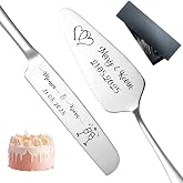 FKF Personalized Wedding Cake Cutting Set Custom Cake Knife and Server Set | Customize Stainless Steel Cake Cutter and Server with Name Date Gifts for Wedding Registry Bridal Shower Birthday Cake Topper