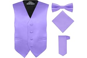 S.H. Churchill & Co. Boy's 4 Piece Vest Set, with Bow Tie, Neck Tie & Pocket Hankie