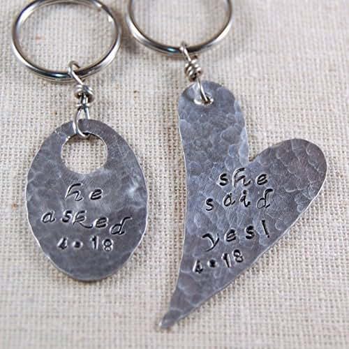 Wedding Keychain Set, Bridal Keychain Set, Personalized Keychain Set, Anniversary