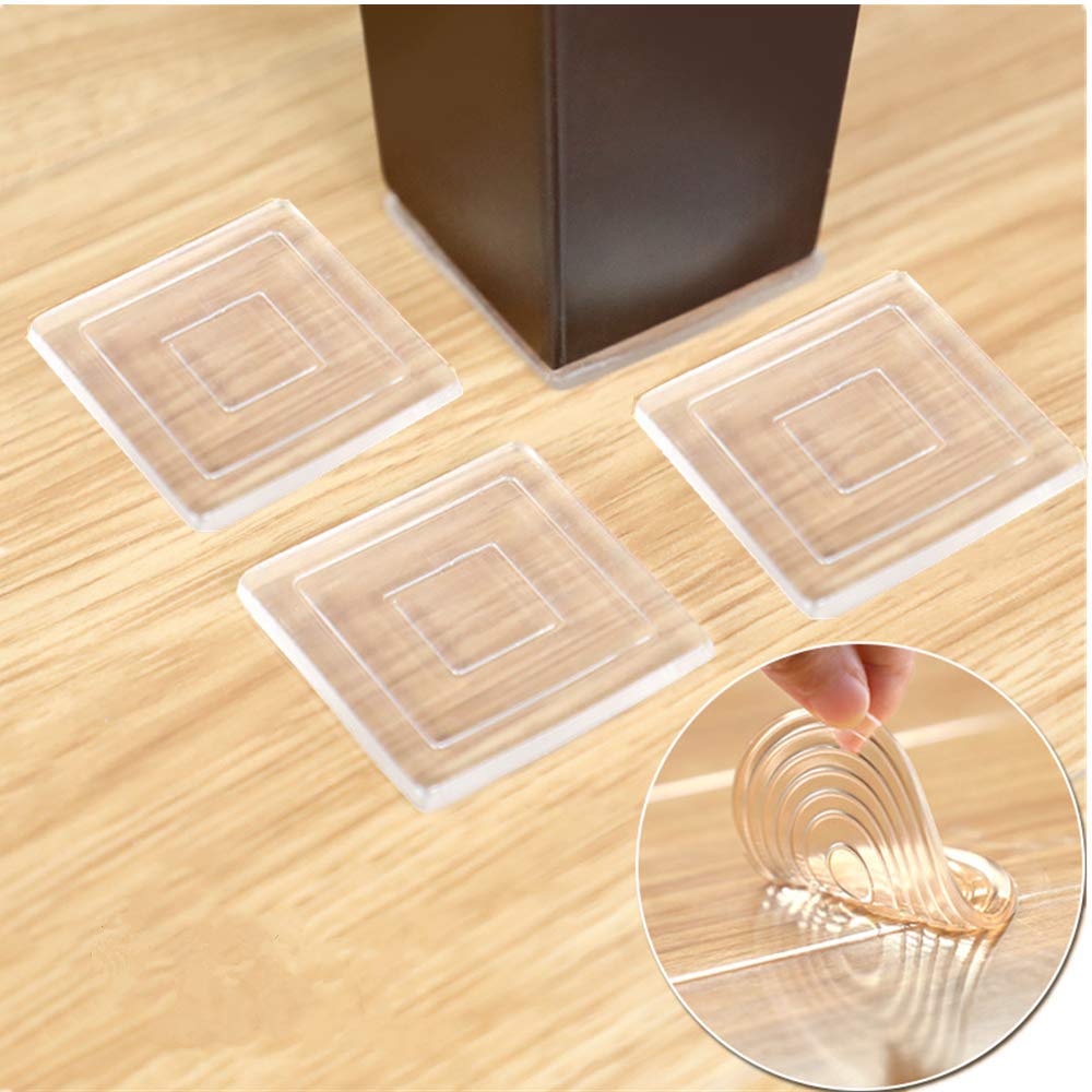 Anti-slip Furniture Pads - 8 pcs 3” Furniture Grippers Self Adhesive Silicone Furniture Stoppers for Furniture Feet - Anti Slip Floor Pads Non Skid Floor Protectors for Fix in Place Furniture (Square)