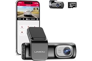 LINGDU D200 2K Dash Cam Front and Rear Built-in GPS WI-FI, 0.96" LCD Screen Car Camera with 64GB SD Card, Night Vision, Voice Control, Parking Monitor, Loop Recording, G-Sensor