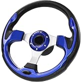 QYMOPAY 12.5inch Boat Steering Wheel, 3/4 Inch Axle Marine Steering Wheel Adapter, Anti-Slip Carbon Fiber for Boats, Yachts, Pontoon Boats Blue
