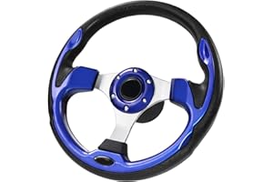 QYMOPAY 12.5inch Boat Steering Wheel, 3/4 Inch Axle Marine Steering Wheel Adapter, Anti-Slip Carbon Fiber for Boats, Yachts, Pontoon Boats Blue