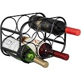 Buruis 6-Bottle Countertop Wine Rack, Metal Wine Bottle Holder, Black | No Assembly Required, Space-Saving Wine Storage, Kitc