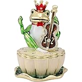 QIFU Hand Painted Green Frog Style Enamel Trinket Box Hinged, Unique Small Jewelry Box to Store Jewelry in Style