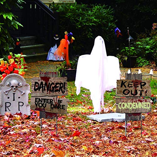 MerryXD Halloween Decorations Yard Signs Stakes Beware Props Outdoor Decor Scary Zombie Vampire Graves Party Supplies