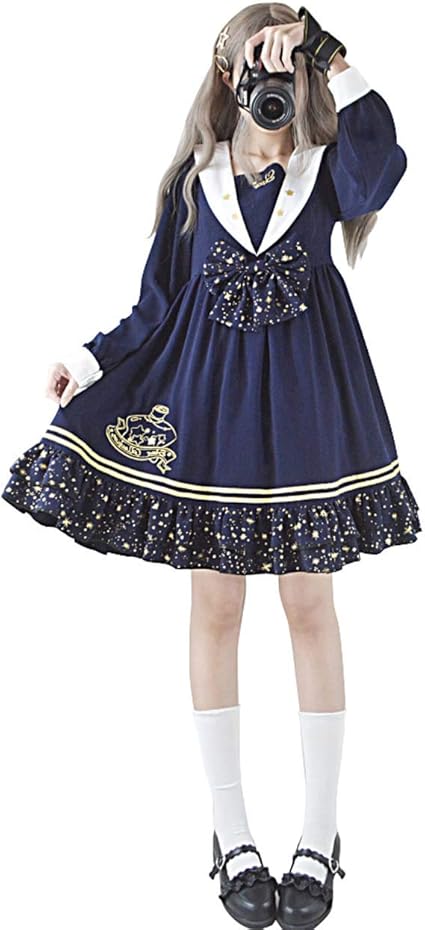 Amazon Cospland ロリータ服 ワンピース セーラー襟 星月夜 コスプレ 森ガール レディース 通勤 長袖 ブルー ワンピース 靴下 蝶結び 3点セット l 長袖 コスプレ 仮装 通販 Amazon Cospland ロリータ服 ワンピース セーラー襟 星月夜 コスプレ 森ガール レディース 通勤 長袖 ブルー ワンピース 靴下 蝶結び 3点セット l 長袖 コスプレ 仮装 通販