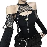 XCJIKUKE Women Gothic Crop Top Grunge Black Slim Fit Casual Tops Shirt Blouse