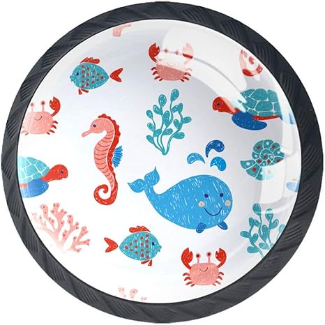 Farbe Meerestiere Kabinett Knöpfe 4 Stück Modemöbel Dekorative