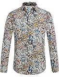 SSLR Men's Paisley Casual Button Down Long Sleeve Shirt