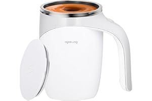 HOMELUVO Automatic Self Stirring Coffee Mug - Intelligent Magnetic Mixing & Spinning Cup with Built-in Magnet Mixer Spinner and Stirrer - Rechargeable Electric Stainless Steel Stir Blender Mug with Lid