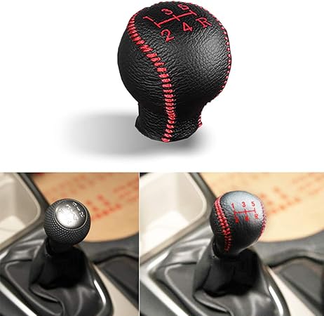 Amazon ギア シフト ノブ カバー ブラックレザー レッドステッチ Mt車ホンダhonda City Fit Everus用 シフトノブ 車 バイク
