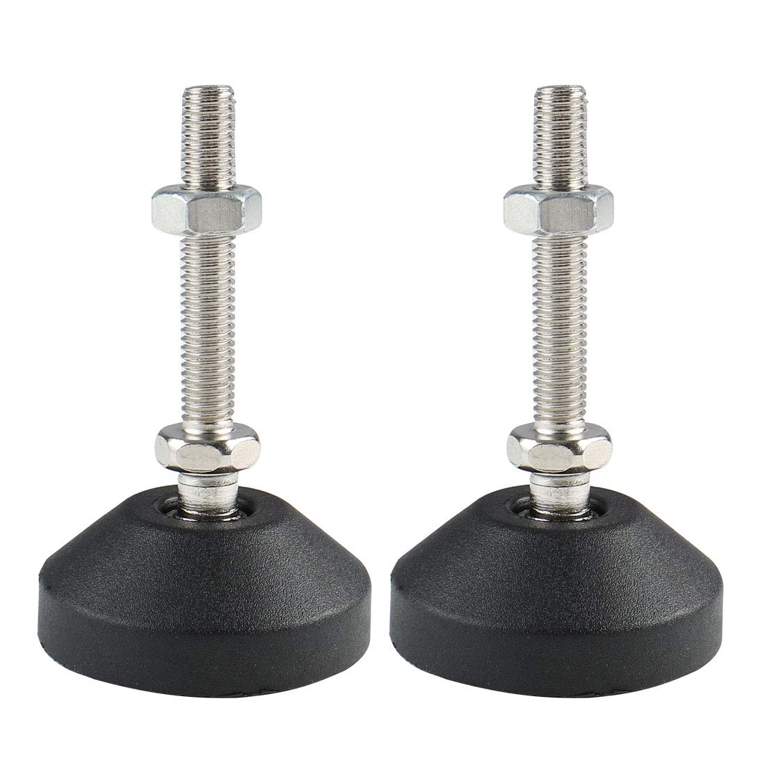 Sourcingmap M8 x 50 x 50mm Machine Leveling Feet Adjustable Leveler Leg Anti-Slip Floor Protector for Factory 2 Pack