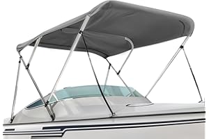 Seal Skin Covers 3 Bow / 4 Bow Bimini Top for Boats, Marine Grade Waterproof Canopy Cover with Frame, Durable Sun Shade Cover, Mounting Hardware, Rear Straps & Storage Boot
