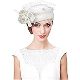 RZTA Women's Vintage 100% Wool Felt Cloche Bucket Bowler Hat Winter Vintage Bow Fedoras Church Fascinator