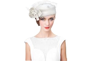 RZTA Women's Vintage 100% Wool Felt Cloche Bucket Bowler Hat Winter Vintage Bow Fedoras Church Fascinator