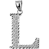 Claddagh Gold 925 Sterling Silver Initial Letter L Charm Pendant, 1.25"