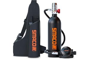 SMACO S400 1L Mini Scuba Tank Up to 20 Min Dive Time, Portable Diving Cylinder for Scuba Diving, Snorkeling &Emergency Rescue