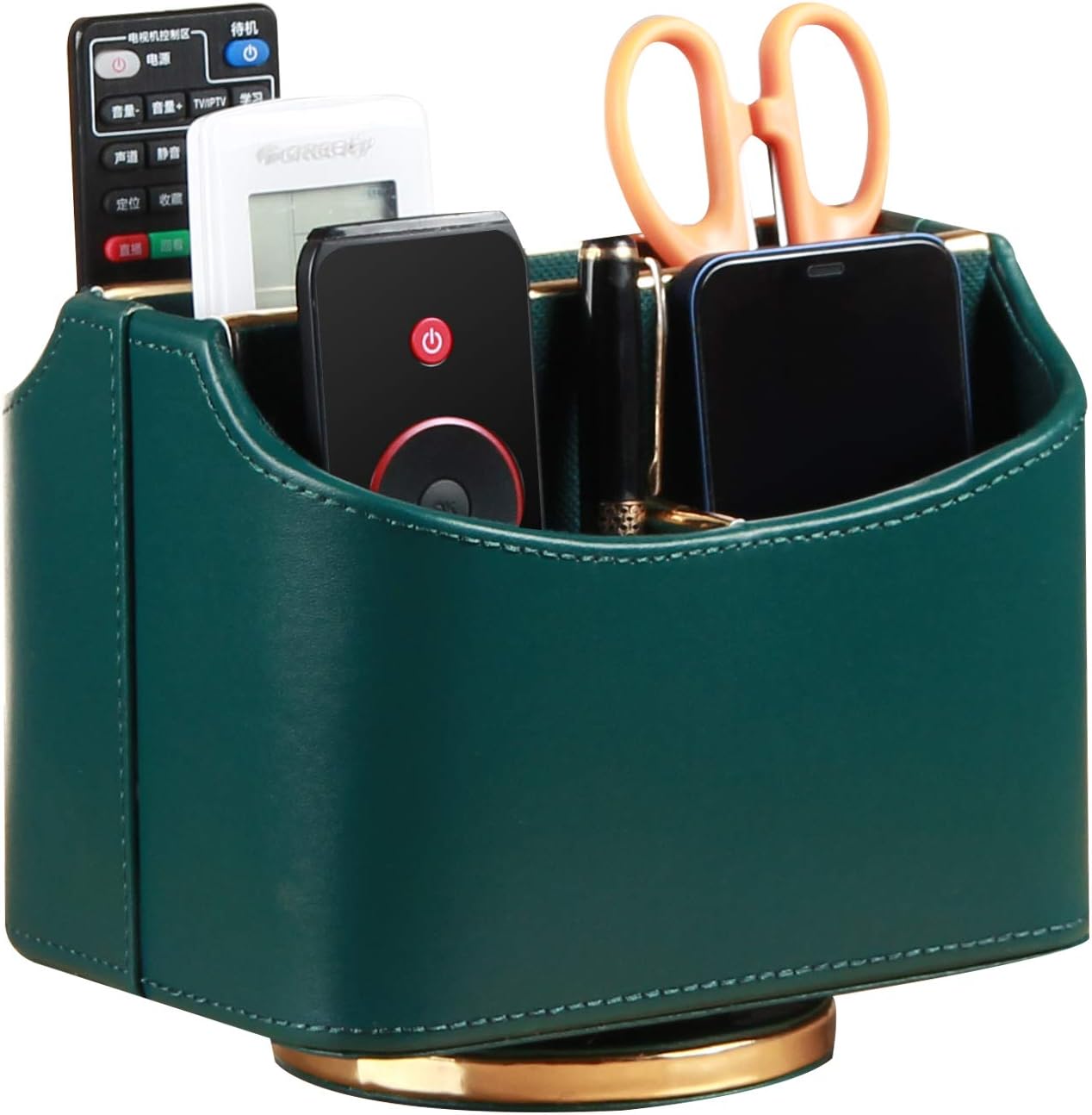 Leather Remote Control Holder for Table, 360 Degree