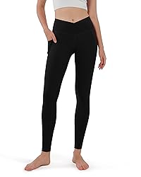 ODODOS Cross Waist Yoga Leggings, Non See-Through