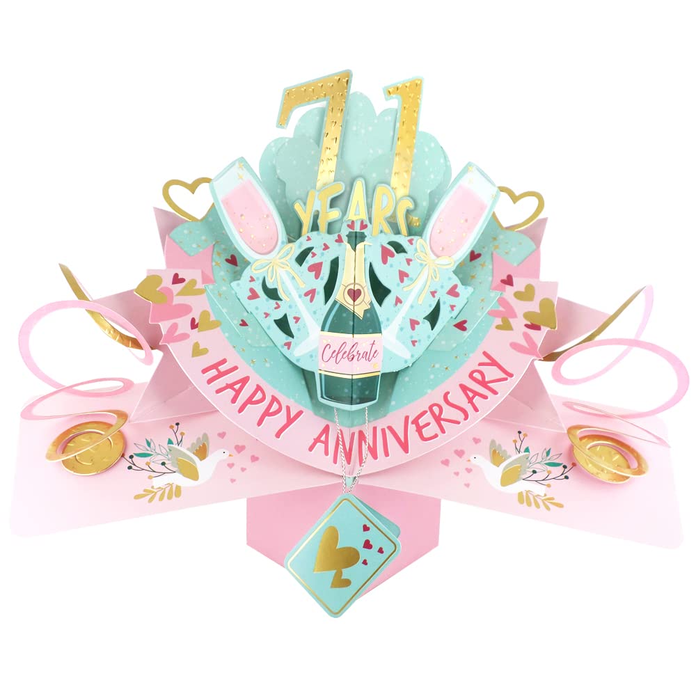 71 Years Happy 71st Anniversary Pop-Up Greeting Card Love Kate's 3D Pop Up Cards POP216MC71