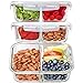3 Compartment Glass Meal Prep Containers (3, 30) - Food Storage Containers with Vented Lids | Glass Tupperware Set | Leakproof Food Prep Containers | Portion Control Food Containers | Bento Lunch Box