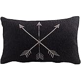 Decorbox Black and White Feather Retro Magic Boho Arrow Pattern 12x20 Inch Linen Bohemian Geometric Lumbar Throw Pillow Case Decorative Cushion Slipcover Home Decor Sofa Accent Pillowcase Slip Cover
