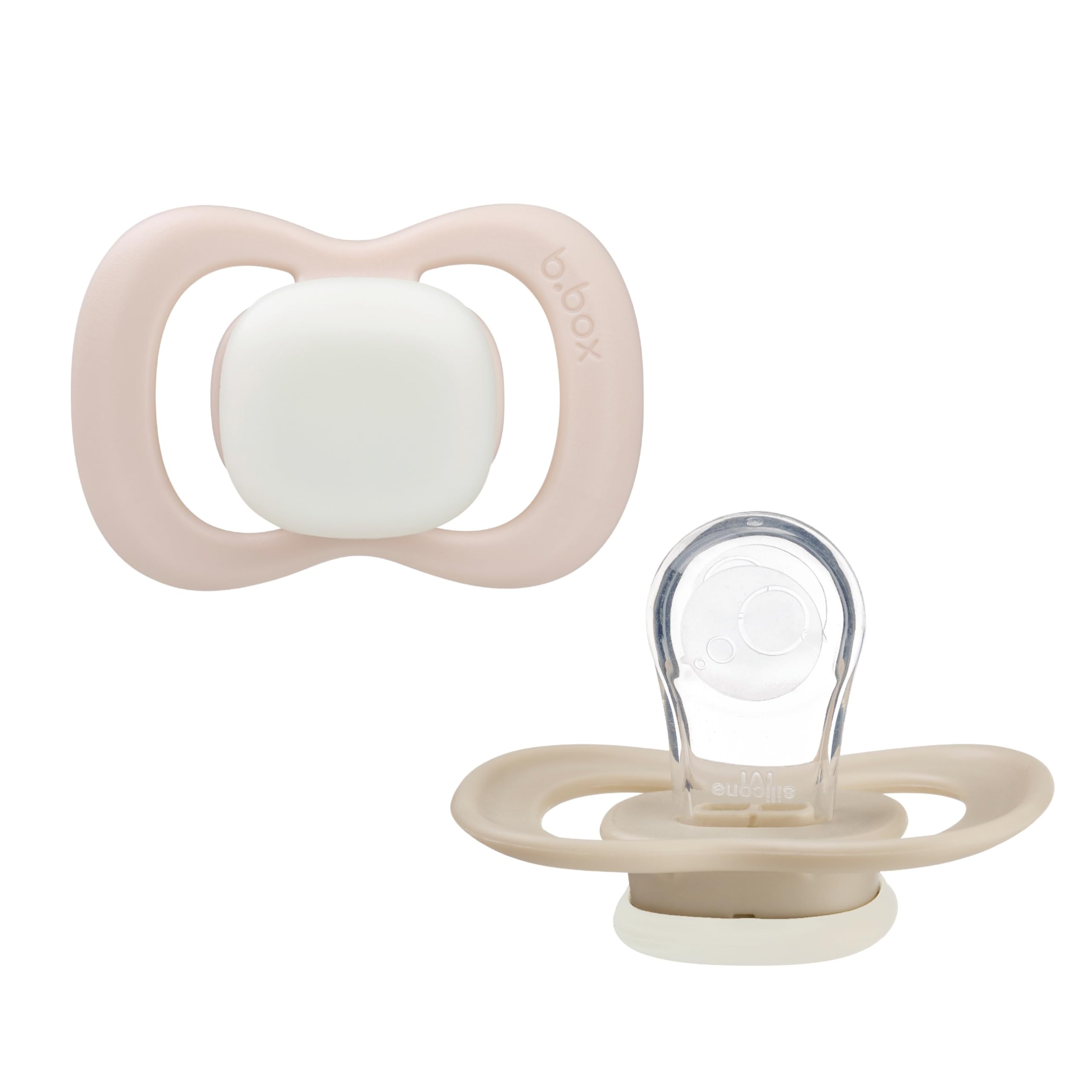 b.box Pacifier Soother Dummy Size 2 (2 Pack) | Glow in The Dark | Symmetrical Silicone Teat and Shield | Antimicrobial | BPA Free | 6m+