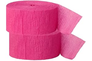 WELL KRAFTY OCD Bargain Crepe Paper Streamer, 81 Feet (2 Piece) - Party Supplies for Parties, Baby Shower, Bridal Shower, Multi Colors (Hot Pink)