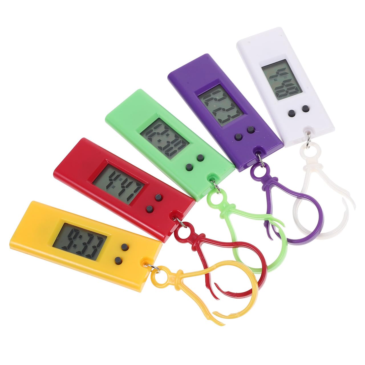 5pcs Backpack Clip Watch Keychain-Electronic Digital Pocket Timer Watch Keyring, Suitable for Outdoor Sport Camping Hiking, Nurse, Daily Use, Ideal Birthday Gift for Men & Children