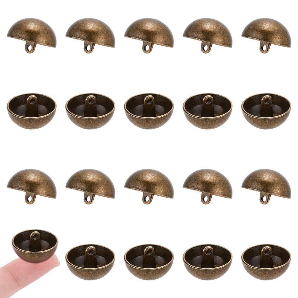 UNICRAFTALE 40Pcs 20mm Antique Bronze Sewing Buttons 1.5mm Small Hole Half Round Shank Blazer Buttons Metal Button Woolen Coats Buttons for Sewing Coats Suits Blazers