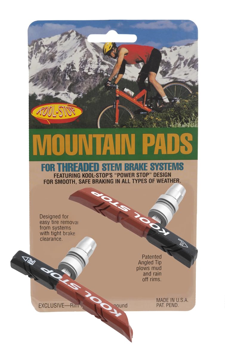 Kool Stop Dual Compound Mountain Pads for Linear Pull Brakes Threaded,Black/Salmon