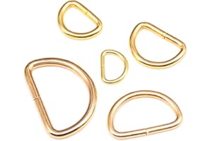 Swpeet 100 Pcs Gold Assorted Multi-Purpose Metal D Ring Semi-Circular D Ring for Hardware Bags Ring Hand DIY Accessories - 1/